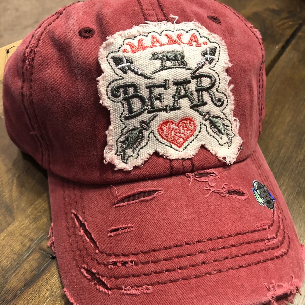 Brick Red Distressed Mama Bear Hat